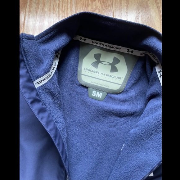 [MEN’S] Under Armour Navy & White Fleece-Lined Performance Jacket in Size Small - Picture 3 of 4